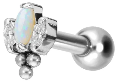 Produktbild von Ohrpiercing Titan Ohrpiercing mit Innengewinde LOTUSBLÜTE + 3 KUGELN Silber Stablänge: 8mm