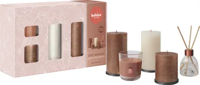 Produktbild von Set Aus 3 Kerzen, 1 Packung Duftstäbchen Und 1 Duftkerze