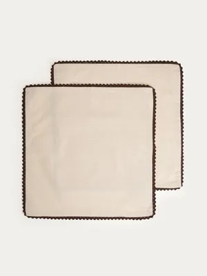 Zdjęcie produktu dla HOMLA Serwetki NERIUM bawełniane z koronkową brązową lamówką, zestaw 2 szt. 2*40x40cm