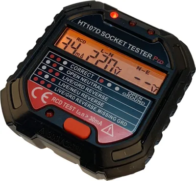 Obrázek produktu pro Zkoušečka zásuvek, 90C250 V, 7 světelných režimů LED, LCD displej, detektor napětí polarity obvodu, pro testy poruch, testy napájení zásuvek a zásuvek