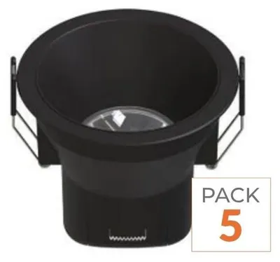 Produktbild von Einbaustrahler LED, 9W, IP44, dimmbar, schwarz, CCT (Farbtemperatur einstellbar), Ø 85mm - 2700K/4000K - 5er-Pack
