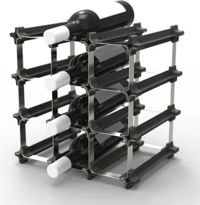 Produktbild von NOOK® Weinregal stapelbar 9er-Set – modulares Flaschenregal für bis zu 12 Flaschen, Stecksystem, erweiterbar – für Küche, Keller, Hausbar