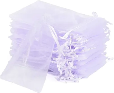 Obrázek produktu pro Balení 100 ks organzových sáčků, organzové sáčky, 10 x 15 cm, dárkové sáčky na šperky (bílé)