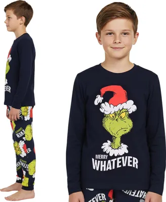 Produktbild von Grinch BAUMWOLL WEIHNACHTS Pyjama für Jungen, ZWEITEILIGER Pyjama mit langen Ärmeln, 100% BAUMWOLLE 134-140