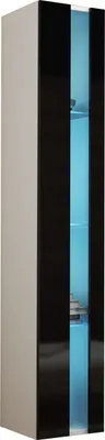 Produktbild von Hängevitrine Vitrinenschrank Hängeschrank VIGO NEW VG8B weiß / schwarz hochglanz 40 x 180 x 30cm