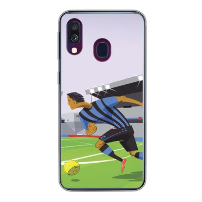 Produktbild von MuchoWow® Handyhülle Schutzhülle Hülle für Samsung Galaxy A40 Eine Illustration von Spielern, die in einem Stadion Fußball spielen - Junge - Mädchen - Kinder Silikon Softcase Handy Hülle - Handy-Tasche