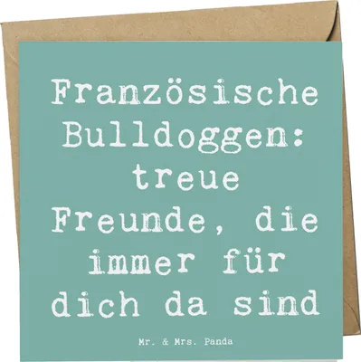 Produktbild von Mr. & Mrs. Panda doppelkarte Spruch Französische Bulldogge Freund - Meeresbrise - Geschenk, bedingungslose Liebe, Grußkarte, Hunderassen Beschreibung, Wesen, Vielfalt