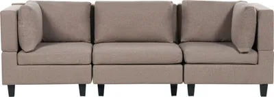 Zdjęcie produktu dla BELIANI Sofa modułowa brązowa tapicerowana poliestrowa 3 osobowa moduły z poduszkami oparciowymi nowoczesna kanapa