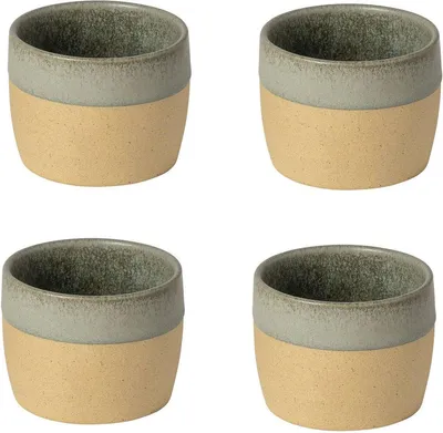 Productafbeelding van Costa Nova Arenito koffiekopjes – Saliegroen – Set van 4 – Handgemaakt in Portugal – 20 cl keramische mokken – Hoogte 6,6 cm