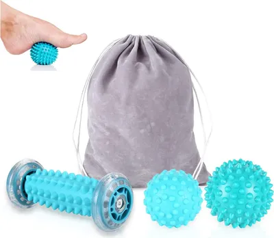 Produktbild von Massagebälle Igelball-Set, Fußmassagerolle, Massagebälle für Plantarfasziitis mit Tragetasche, Linderung von Muskelkater