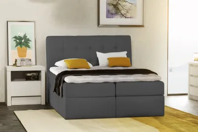 Produktbild von Boxspringbett Schlafzimmerbett TURIN Kunstleder Anthrazit 120x200 cm
