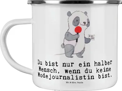 Produktbild von Mr. & Mrs. Panda Teetasse Modejournalistin Herz - Weiß - Geschenk, Pott, Haferl, Spruch, Teebecher, Kaffeepott, Lustig, Witzig, Journalistin, Ausbildung, Outdoor Becher