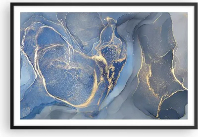 Produktbild von Gerahmtes Poster - Schwarzer Rahmen - Gold Blau Farbe - 91,5x61 cm - Wand Bild - Wanddeko - Wandbilder - Kunstposter - Wandposter - Bilderrahmen - Bilder - Kunstdruck Wanddekoration - P2BAA91x61-5029