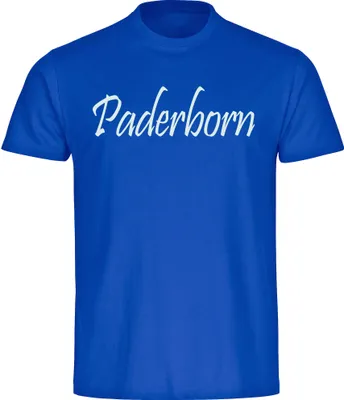 Produktbild von multifanshop Kinder T-Shirt - Paderborn - Schriftzug, blau, Größe 152