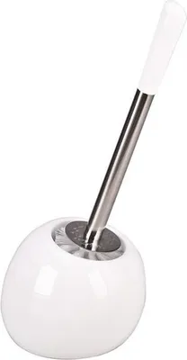 Produktbild von Stand-WC-Bürste aus Metall und Keramik, Weiss, 14 cm Länge, 14 cm Breite, 36 cm Höhe