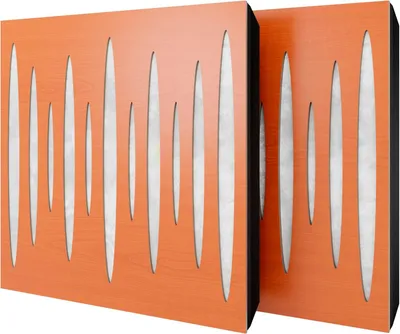 Productafbeelding van Set van 6 akoestische panelen PULSAR, fluweel, 50x50x5 cm, kleur: kersenrood/wit