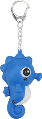 Produktbild von Niedlicher Cartoon-Seepferdchen-Schlüsselanhänger mit LED-Licht, Schlüsselanhänger, Tasche, Auto-Ornament-Blau