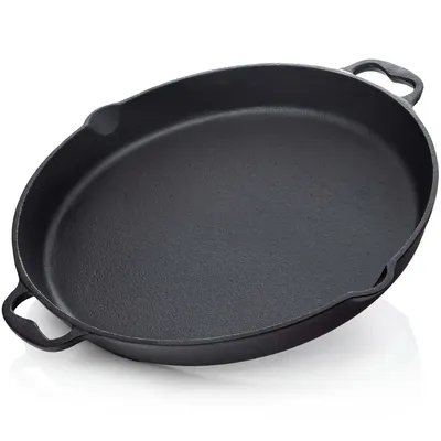 Produktbild von BBQ-Nerd Gusseisenpfanne zum Grillen, Rösten, Anbraten - Grillpfanne Ø 35 cm 4550g mit Ausgießer und Henkel - Antihaft-Pfanne Feuerpfanne