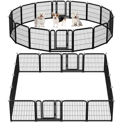 Produktbild von Yaheetech 16-teilig Welpenlaufstall Freigehege 60 cm hoch, faltbarer Welpenauslauf, Automatische Verriegelung