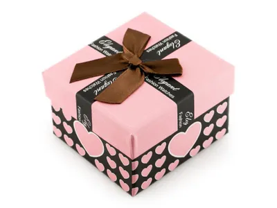 Produktbild von Geschenkbox für eine Uhr – hellrosa Herzen