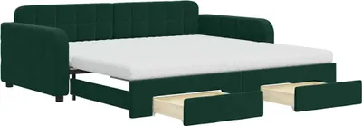Obrázek produktu pro vidaXL Rozkládací postel se zásuvkami tmavě zelená 100x200 cm Velvet