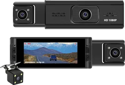 Produktbild von Dashcam, 1080P Videoaufnahme, Dreikamerasystem, 3 Linsen, 64G