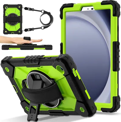 Produktbild von Robot Hybrid Hülle für Samsung Galaxy Tab A11 mit Halter & Schultergurt Grün