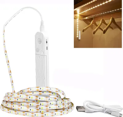 Produktbild von lapalife LED-Lichtleiste Warmweiß 3000K, 2m, Bewegungssensor mit Timer 15s-5min, USB- & Batteriebetrieben, Schrankbeleuchtung, IP65