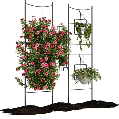 Zdjęcie produktu dla Kratka do pnączy – metalowa podpórka 1 szt. – 140 x 28 cm – nierdzewna – stabilna, do róż, pnączy i warzyw na zewnątrz – czarna