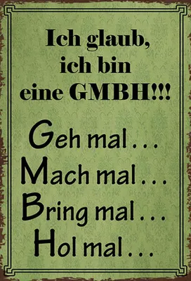 Produktbild von vianmo Holzschild 30x20 cm ich bin GMBH geh mal mach Dekoration