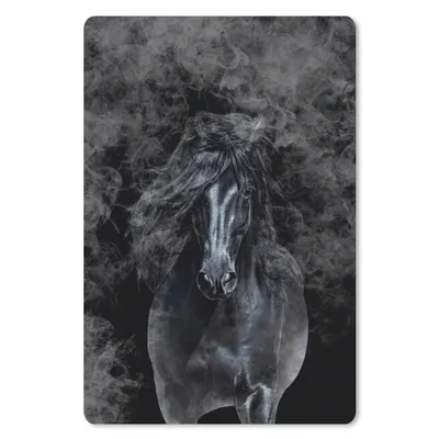 Produktbild von MuchoWow® Mauspad Mousepad Pferd - Schwarz - Smoke 18x27 cm - Mousepads - Maus Mat - Pad - Mausunterlage