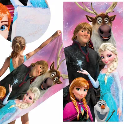 Produktbild von Disney Die Eiskönigin, schnelltrocknendes Strand- und Badetuch für Mädchen aus 100 % Baumwolle, 70 x 140 cm,