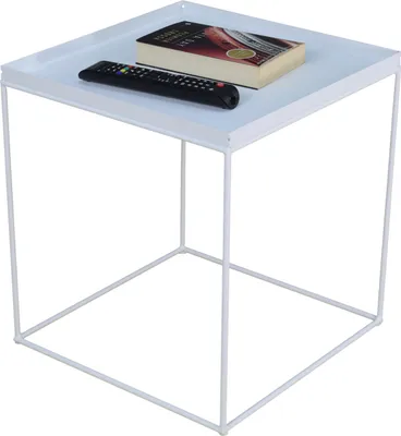 Productafbeelding van Kwadratte salontafel van metaal, 40x40x43 cm, Loft Industrial stijl, mat wit