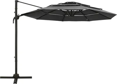 Produktbild von vidaXL Sonnenschirm mit Aluminium-Mast 4-lagig Anthrazit 3x3 m