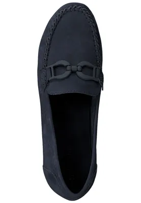 Produktbild von MARCO TOZZI Damen Slipper Mokassin Leder Zierspange 2-24203-20, Größe:39 EU, Farbe:Blau