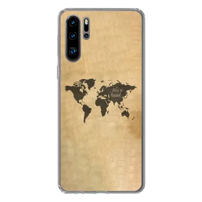 Produktbild von MuchoWow® Handyhülle Schutzhülle Hülle für Huawei P30 Pro Weltkarte - Schwarz - Sprichwörter Silikon Softcase Handy Hülle - Schutzdeckel
