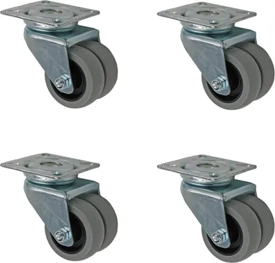 Produktbild von 4 Stück 50 mm Apparaterolle Doppelrolle Möbelrolle Transportrolle Lenkrolle