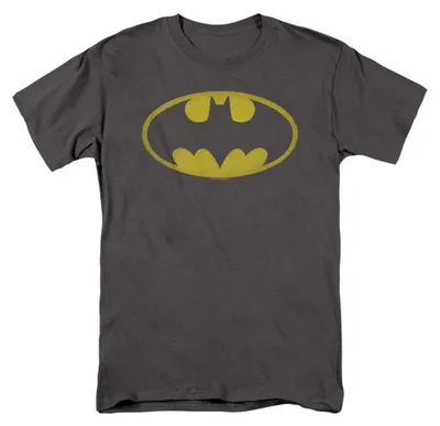 Image de T-shirt Batman, modèle unie pour hommes et femmes, lavé, référence TV37003 (Taille M), couleur charbon de bois