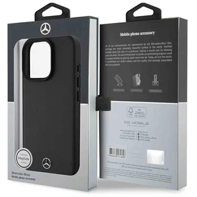 Immagine prodotto di Mercedes Custodia Magsafe in pelle liscia e testurizzata per Iphone 16 Pro - Nero