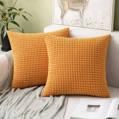 Produktbild von Kissenbezug 50x50 cm Orange Kordsamt 2er Set