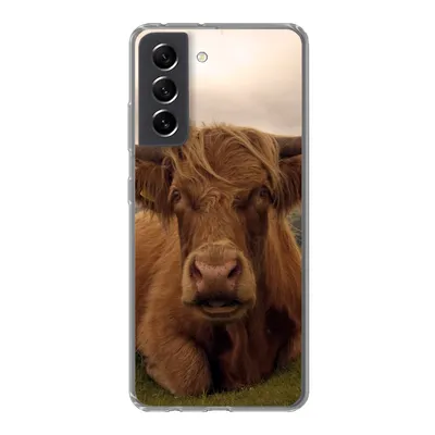 Produktbild von MuchoWow® Handyhülle Schutzhülle Hülle für Samsung Galaxy S21 FE Schottischer Highlander - Tiere - Berg Silikon Softcase Handy Hülle - Mobiltelefonhülle