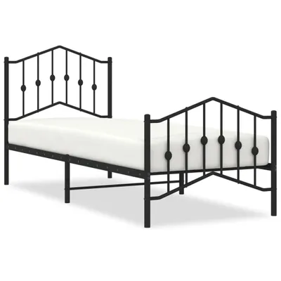 Image de vidaXL Cadre de lit avec tête et pied de lit en métal noir 80x200 cm