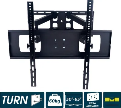 Image de Support Tv Mural Edm 30-65" Fixation Murale Double Bras Orientable Pour écrans 30-65 Pouces. - Edm