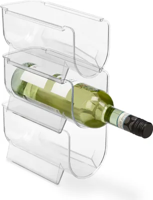 Obrázok produktu pre Relaxdays Organizér do chladničky na fľaše, sada 3 ks, stohovateľný, držiak na fľaše, VxŠxH: 10,5 x 11 x 20,5 cm, priehľadný