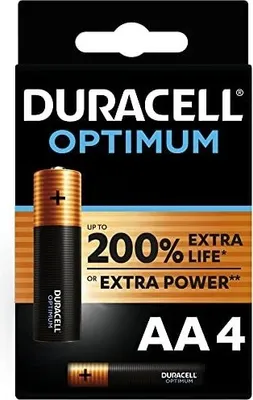 Produktbild von Duracell Optimum, Einwegbatterie, AA, Alkali, 1,5 V, 4 Stück(e), Mehrfarbig