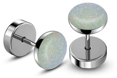 Produktbild von Fake Plugs Edelstahl Glitzer 10mm Fake Tunnel Piercing Ohrstecker Damen Herren - regenbogen