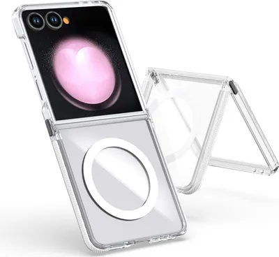 Immagine prodotto di Per Samsung Galaxy Z Flip7 Custodia MagSafe in TPU ibrido acrilico a doppio colore trasparente