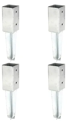 Produktbild von Alberts 4 x Bodenhülse für Vierkantholzpfosten, 71x71 mm, feuerverzinkt, zum Einbetonieren, Länge 350 mm