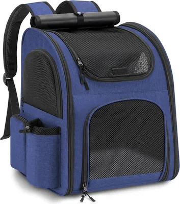 Produktbild von Hunderucksack, bis 10 kg, 41,5 x 35 x 28 cm, mit Netzfenster, für Reisen, blau