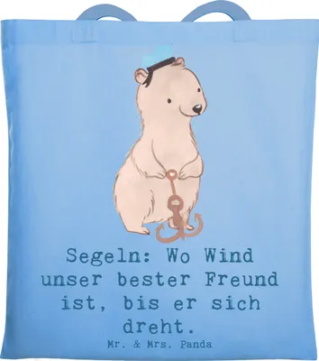 Produktbild von Mr. & Mrs. Panda Jutebeutel Segeln Windfreund - Sky Blue - Geschenk, Wind, Uni Tasche, Tote Bag, Teamsport, Shopping, Sportler, Abenteuer, Geschenke, Sportart, Segelsport